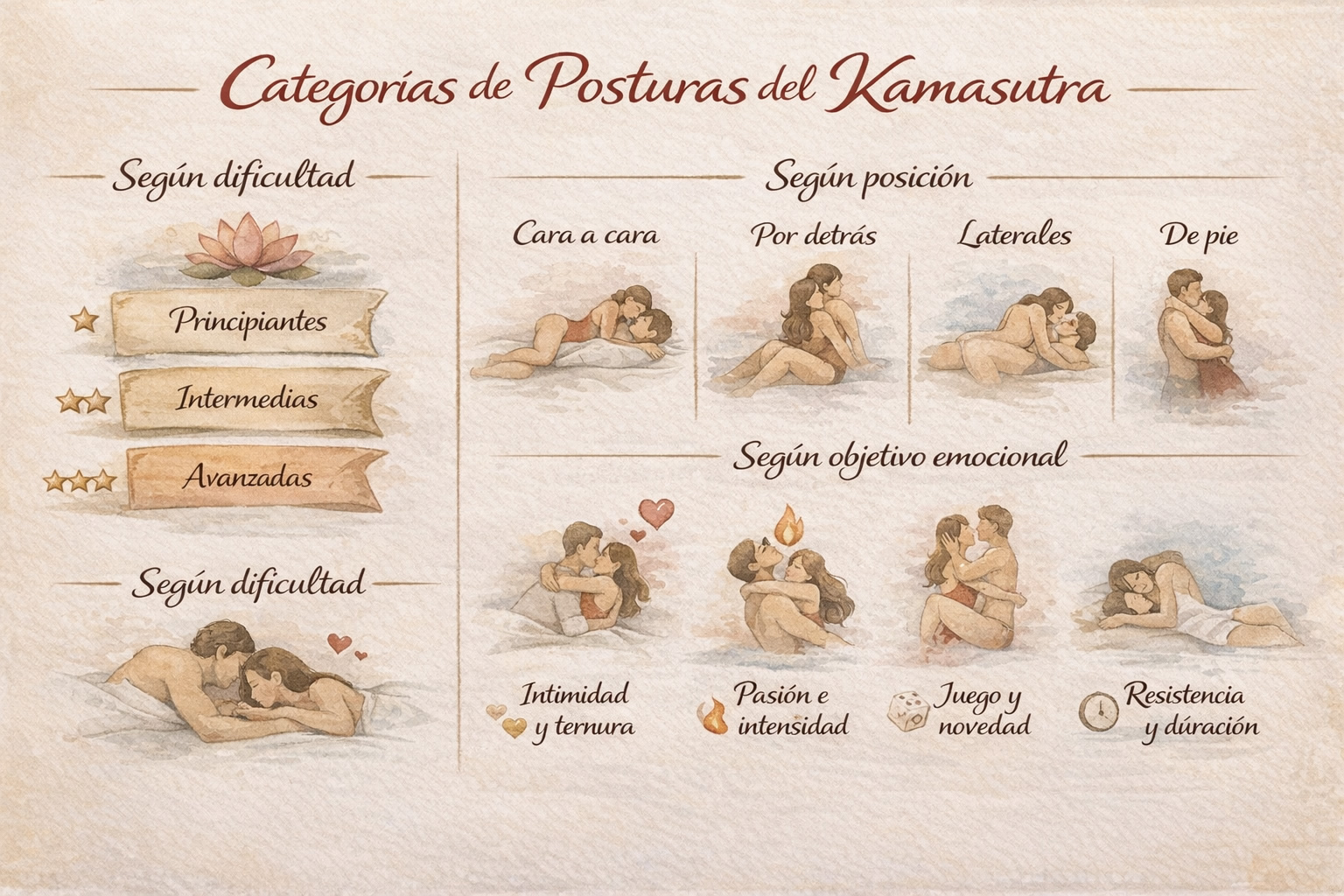 Categorías de posturas del Kamasutra