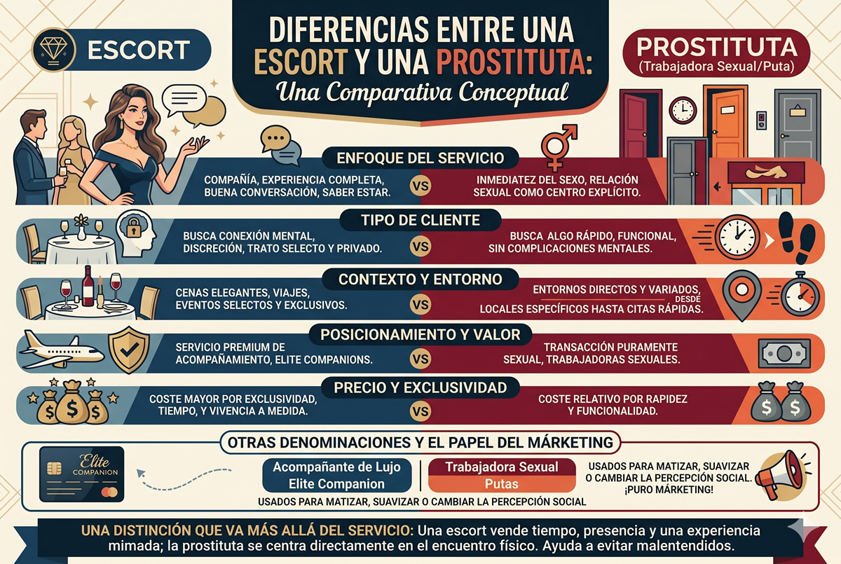 Diferencia entre escort y puta